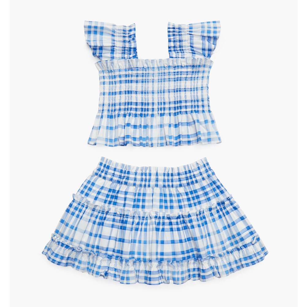 Hill House Home The Tiny Paz Set - Blue Watercolor Gingham Size 6/7YBlue Waterco